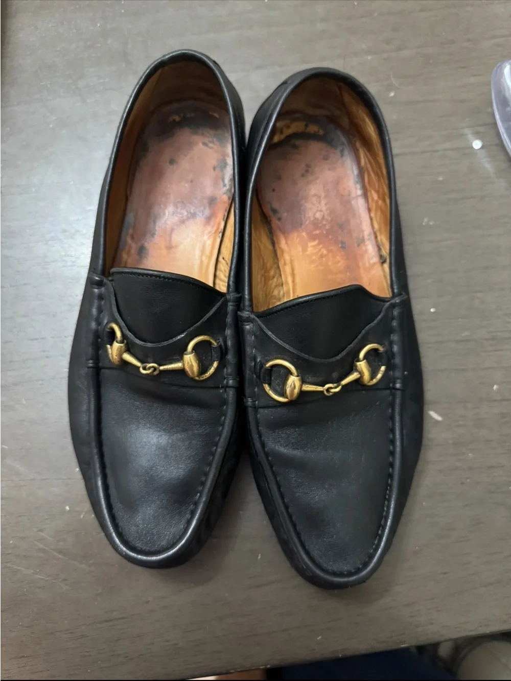 Gucci Black Leather Horsebit Slip-On Loafers